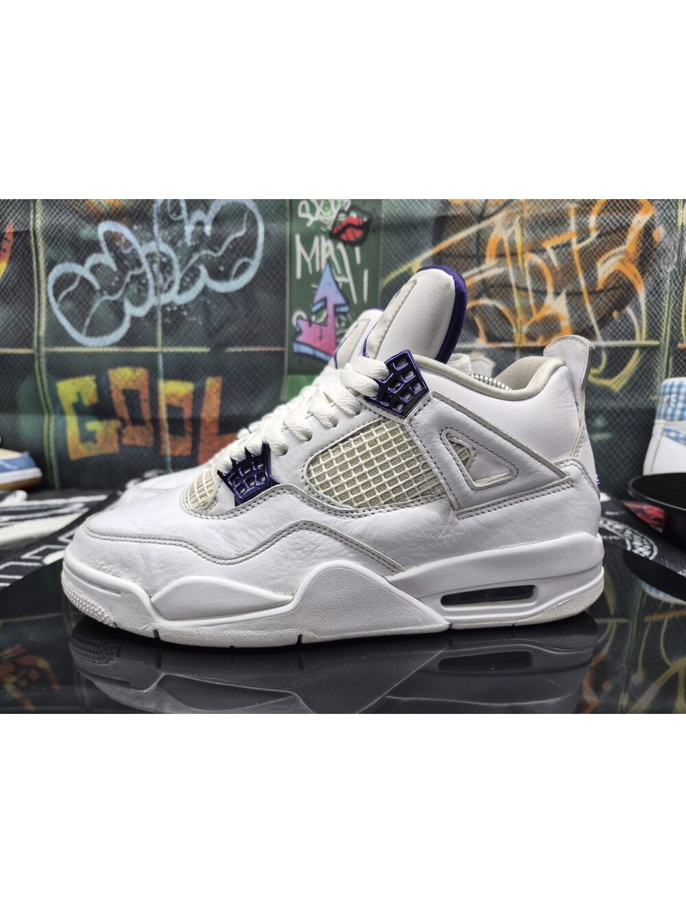 Nike Air Jordan 4 Retro High Purple Metallic White Rare Used 8M or 9.5W
